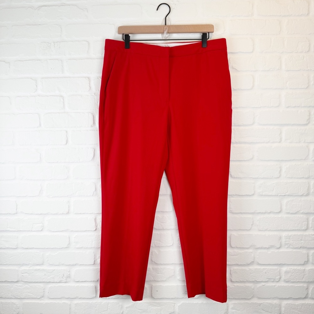 Zara Red Straight Leg Trousers Ankle length Tailored Work Pants Size 12 NWT